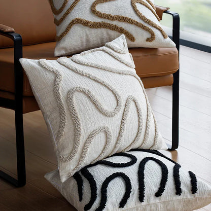 Sabella – Boho Chenille Cushion Cover with Soft Geometric Lines for Sofa & Living Room