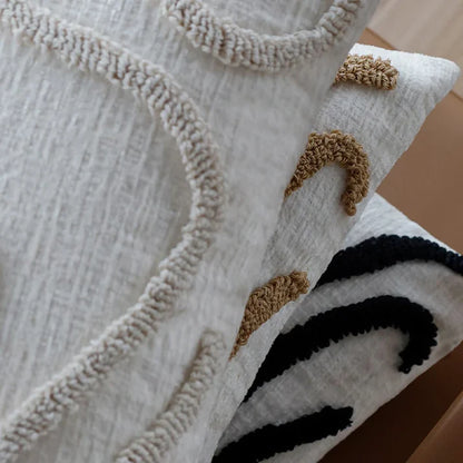 Sabella – Boho Chenille Cushion Cover with Soft Geometric Lines for Sofa & Living Room