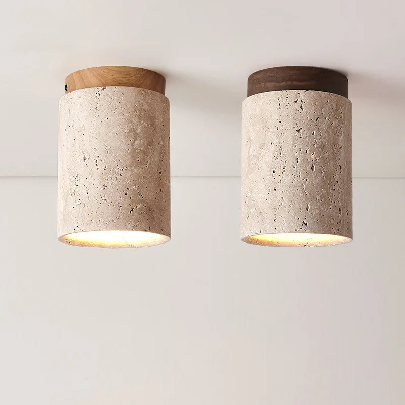 StoneAura – Modern Travertine Ceiling Light