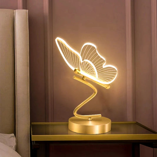 Lumora – Elegant LED Butterfly Table Lamp with Golden Base