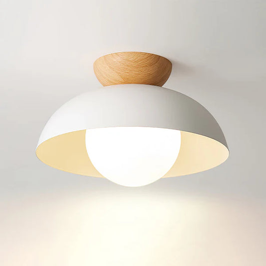 Nordika – Scandinavian LED Flush Mount Ceiling Light with Wood Accent