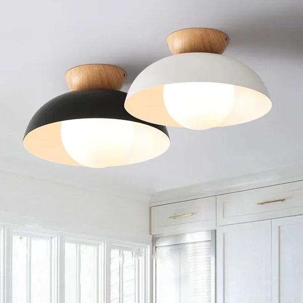Nordika – Scandinavian LED Flush Mount Ceiling Light with Wood Accent