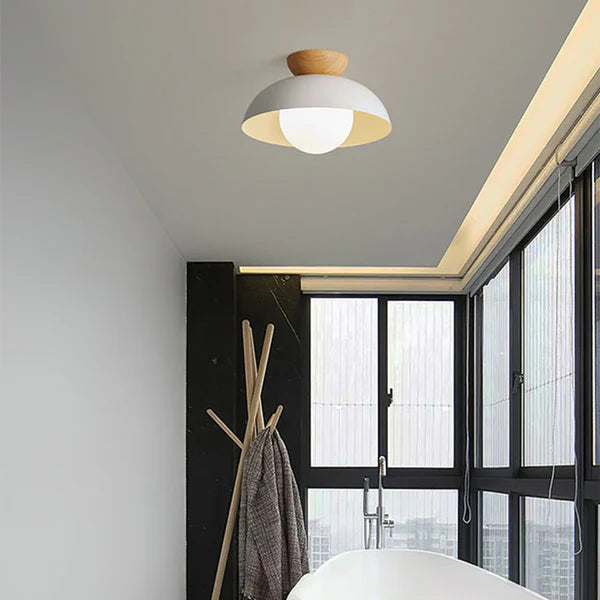 Nordika – Scandinavian LED Flush Mount Ceiling Light with Wood Accent
