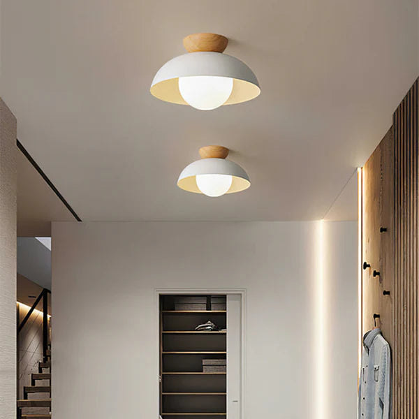 Nordika – Scandinavian LED Flush Mount Ceiling Light with Wood Accent