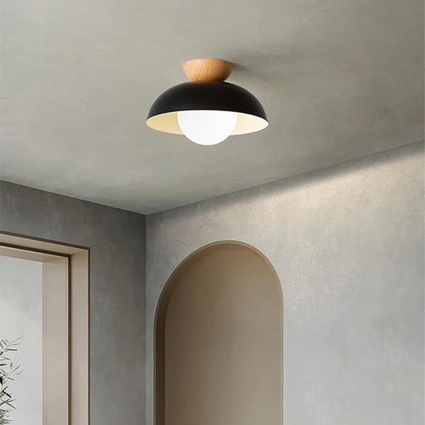 Nordika – Scandinavian LED Flush Mount Ceiling Light with Wood Accent