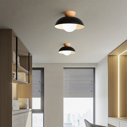 Nordika – Scandinavian LED Flush Mount Ceiling Light with Wood Accent