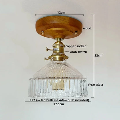 LumoPumpkin – Nordic Pumpkin Glass Ceiling Light with Wooden Base
