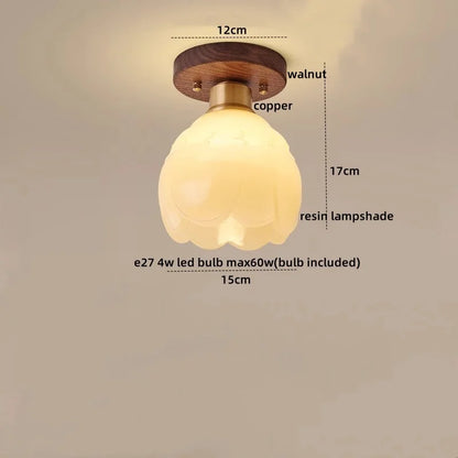 LumoPumpkin – Nordic Pumpkin Glass Ceiling Light with Wooden Base
