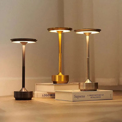LumoRetro – Wireless Dimmable Retro LED Table Lamp | Metal & Portable