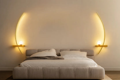 Lunaris – Modern LED Wall Lamp with Shelf & Arc Design