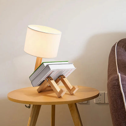 LumoLeg – Adjustable Wooden Desk Lamp with Fabric Shade