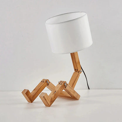 LumoLeg – Adjustable Wooden Desk Lamp with Fabric Shade