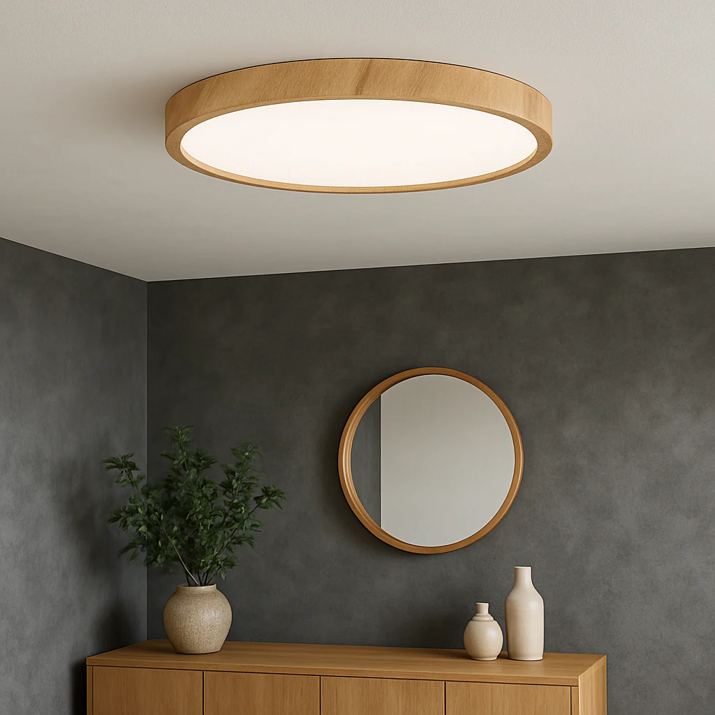 LumoWood – Minimalist Wooden Grain LED Ceiling Light