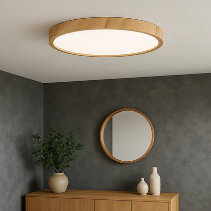 LumoWood – Minimalist Wooden Grain LED Ceiling Light