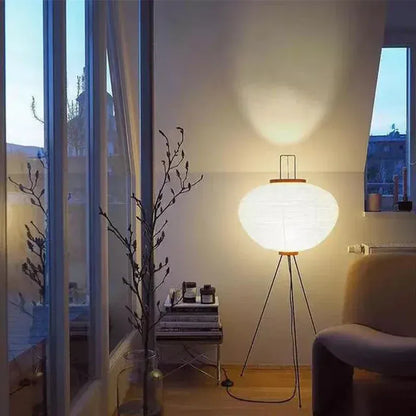 ZenGlow – Rice Paper Floor Lamp | Minimalist LED-Compatible Light