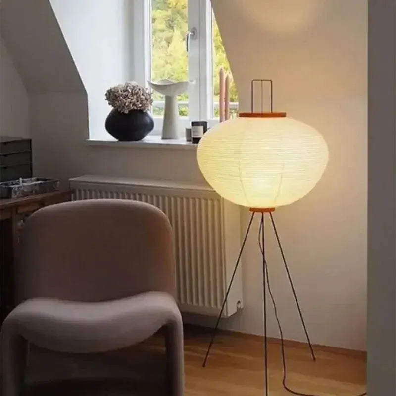 ZenGlow – Rice Paper Floor Lamp | Minimalist LED-Compatible Light