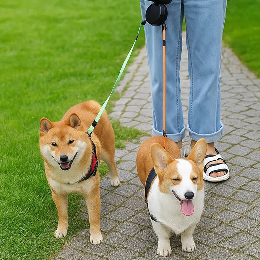 DuoGlide – Dual Retractable Dog Leash with LED Light & 360° Tangle-Free System