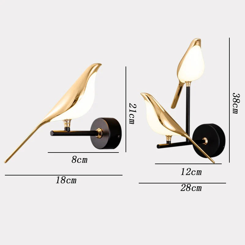 AuriBird – Modern LED Bird Wall Lamp in Gold Design
