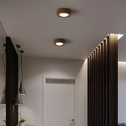 WoodAura – Modern Walnut LED Ceiling Spotlight
