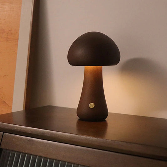 MiloGlow – Wooden LED Mushroom Table Lamp