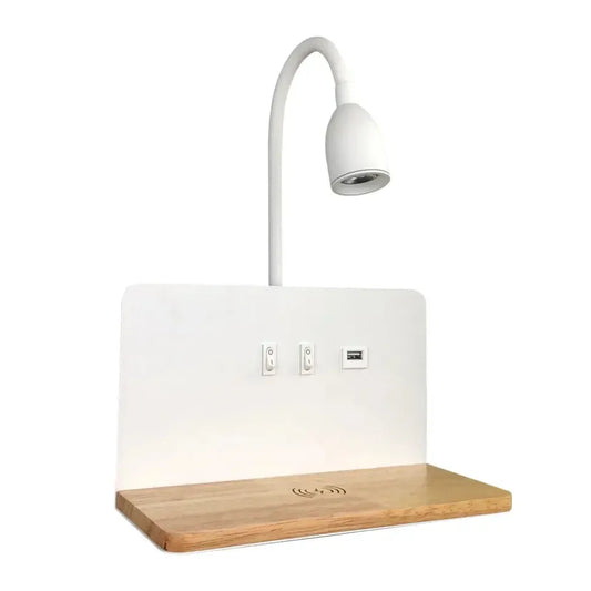 LumiCharge – Modern LED Wall Lamp with USB & Wireless Charging