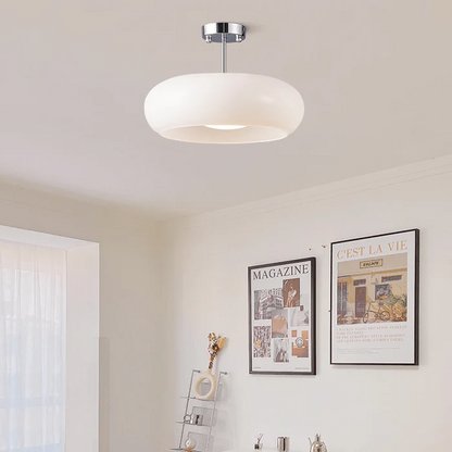 AmberDome – Vintage Semi Flush Ceiling Light with Orange Glass Dome