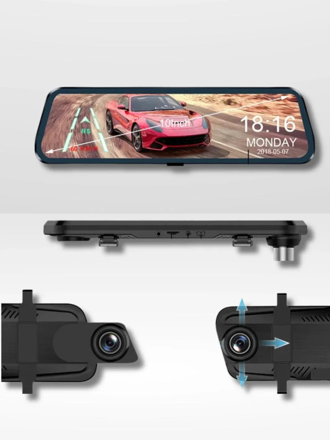 Bricodil – 10" Touchscreen Rear View Mirror Dash Cam
