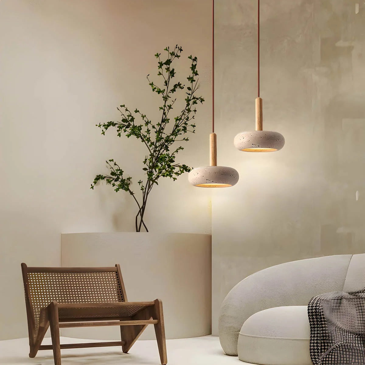 Travora – Modern Travertine Stone Pendant Light