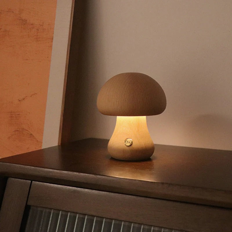 MiloGlow – Wooden LED Mushroom Table Lamp