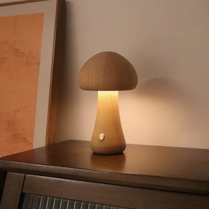 MiloGlow – Wooden LED Mushroom Table Lamp