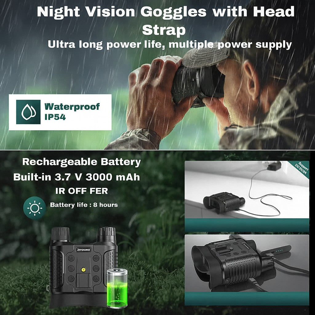 Night Vision Binoculars 8X 4K Head Mount – Bricodil BCD4729