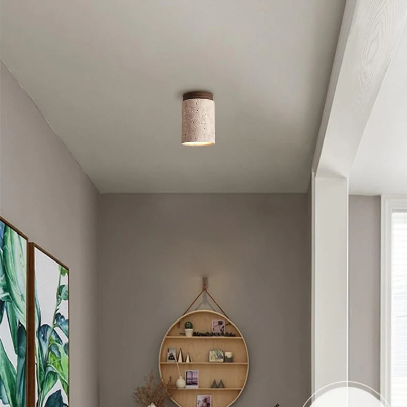 Big StoneAura – Modern Travertine Ceiling Light
