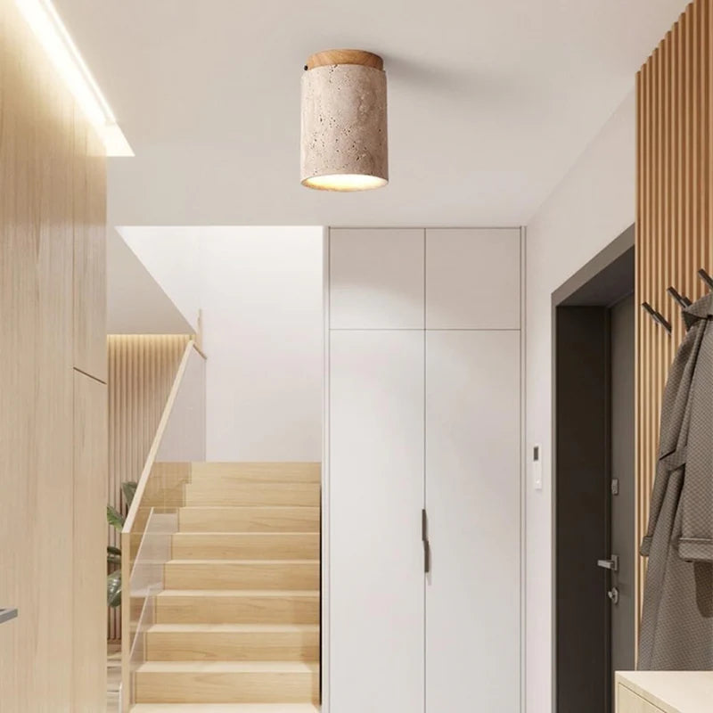 Big StoneAura – Modern Travertine Ceiling Light
