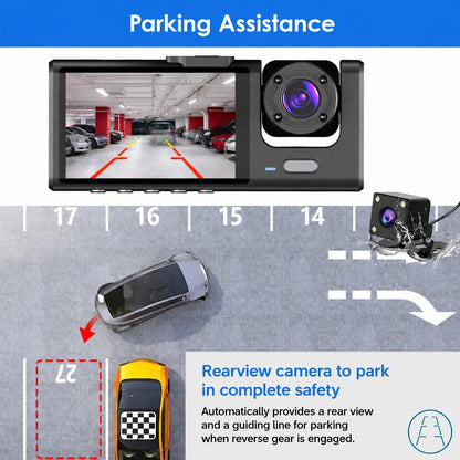 Bricodil – Triple Channel Dash Camera with Parking Monitor