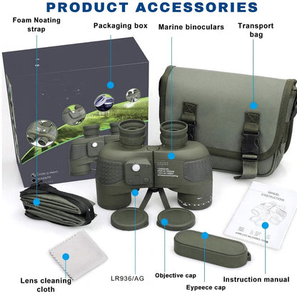 10×50 Military Marine Binoculars with Rangefinder & Compass - Bricodil BCD4721