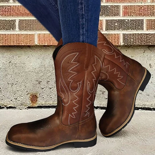 BroncoWeld – Men’s PU Leather Western Cowboy Boots