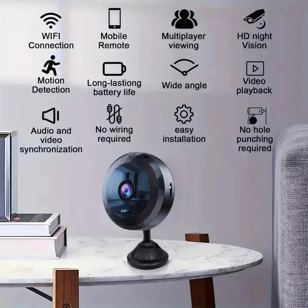 OPTIGUARD – Smart Mini Security Camera with WiFi & Night Vision + FREE 64GB MicroSD