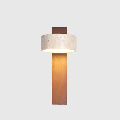Travora – Wabi-Sabi Wall Lamp in Travertine & Wood
