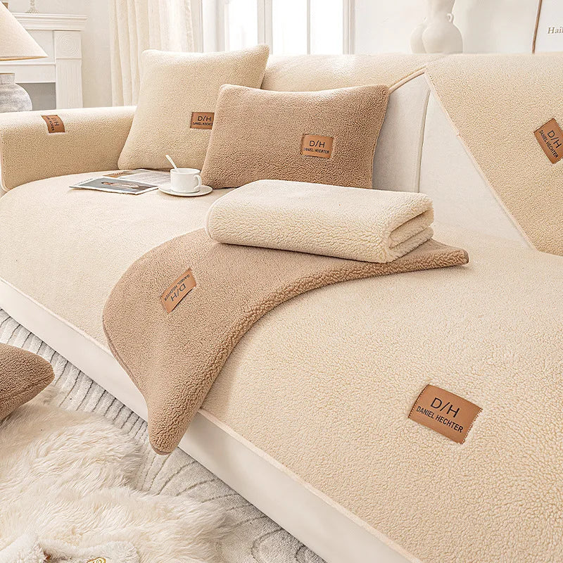 Varda – Premium Sherpa Fleece Sofa Cover with Non-Slip Backing