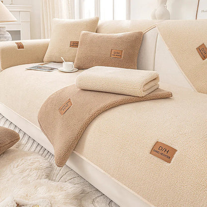 Varda – Premium Sherpa Fleece Sofa Cover with Non-Slip Backing