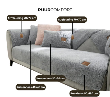 Varda – Premium Sherpa Fleece Sofa Cover with Non-Slip Backing