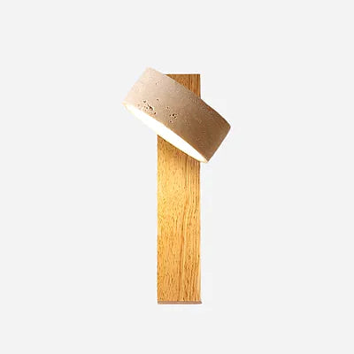 Travora – Wabi-Sabi Wall Lamp in Travertine & Wood