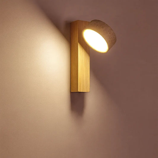Travora – Wabi-Sabi Wall Lamp in Travertine & Wood